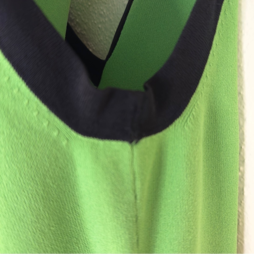 Spenser Jeremy Green Cap Sleeve Tank Blouse With Black Trim and Tie Sz L - Picture 11 of 16